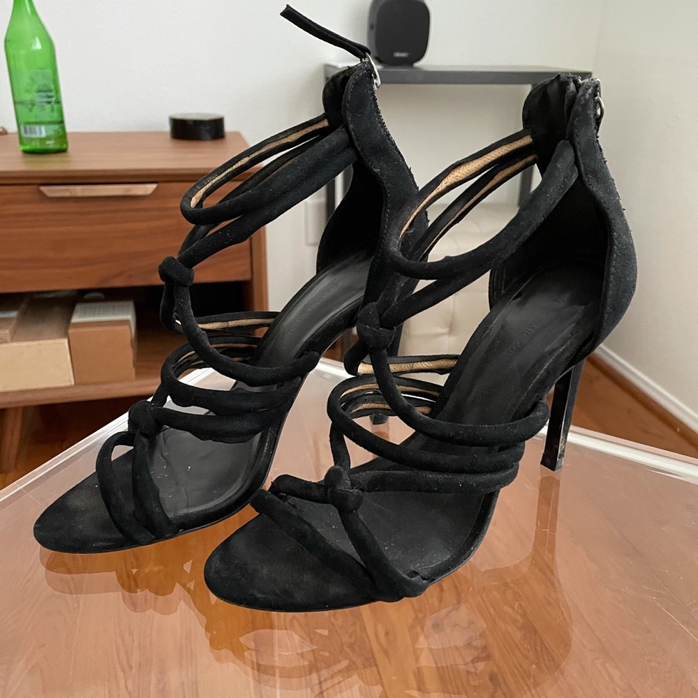 Strappy Black Velvet Stiletto